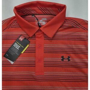 New Under Armour Coldblack Polo Shirt Men M Stripe Performance Golf Short Sleeve